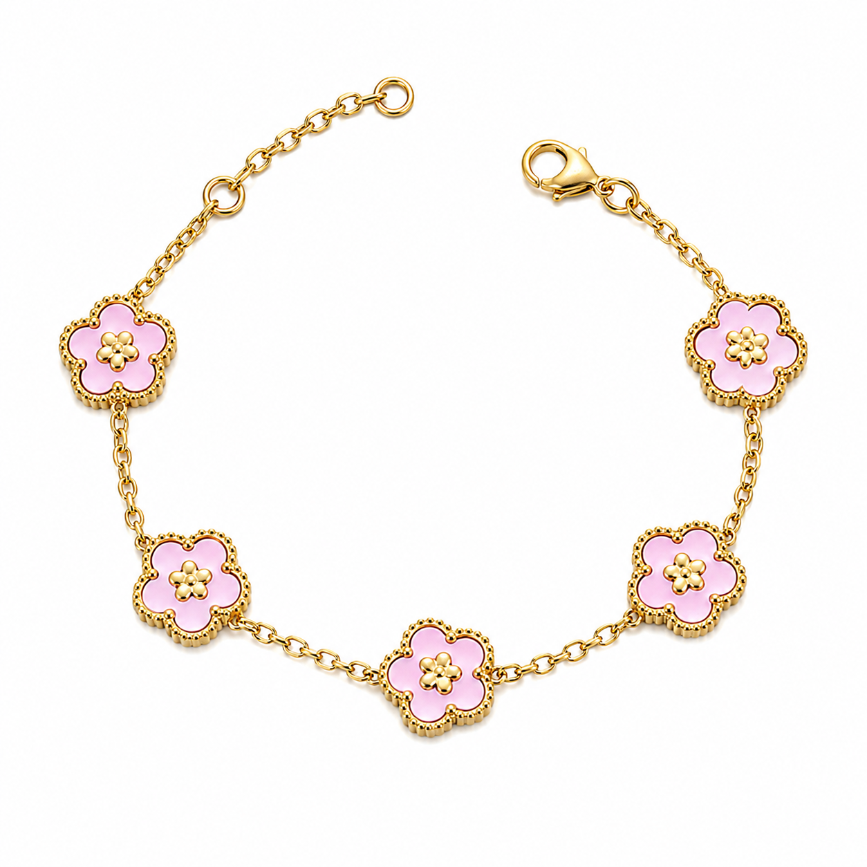 Baby Pink Flowers Bracelet Gold💧