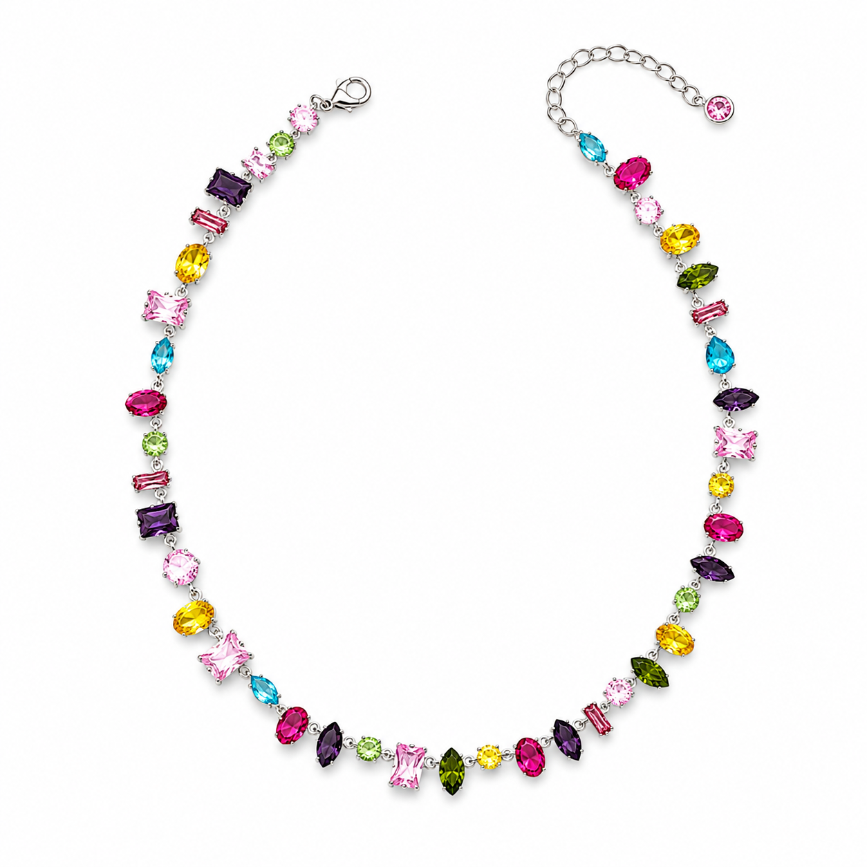 Rainbow Sparkle Necklace Silver