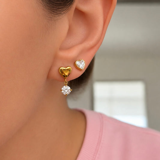 Heart Drop Studs Gold💧