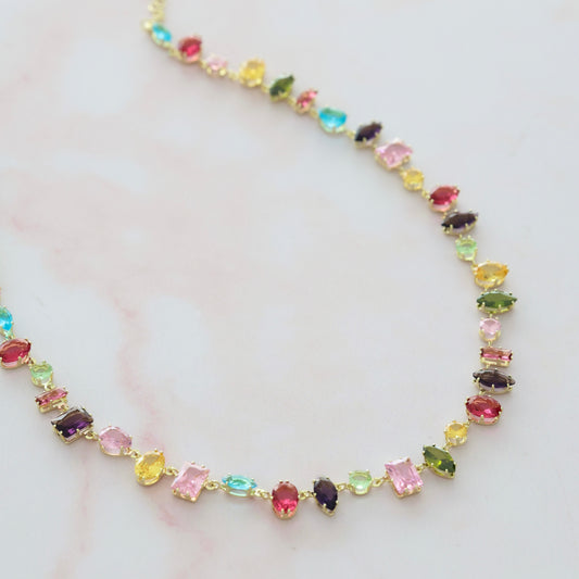 Rainbow Sparkle Necklace Gold