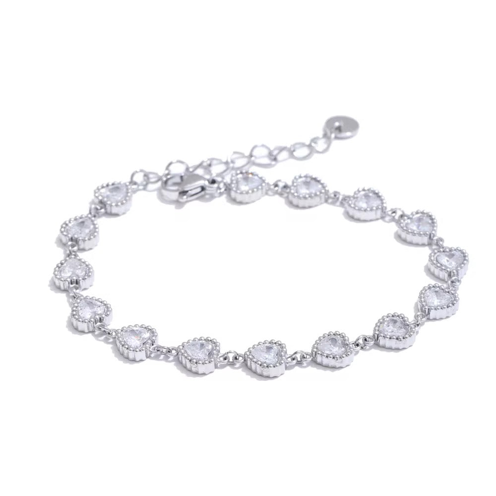 Ava Hearts Bracelet Silver💧
