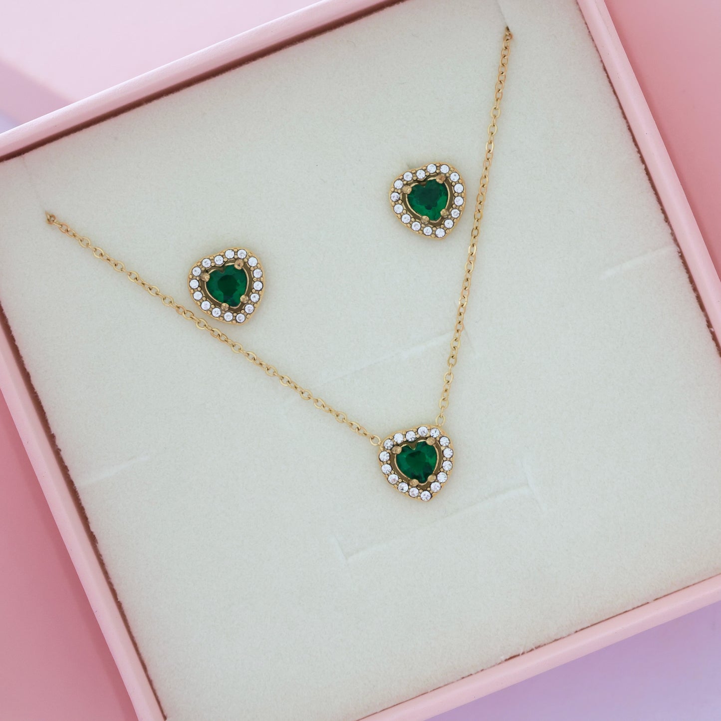 Green Heart Set Gold💧