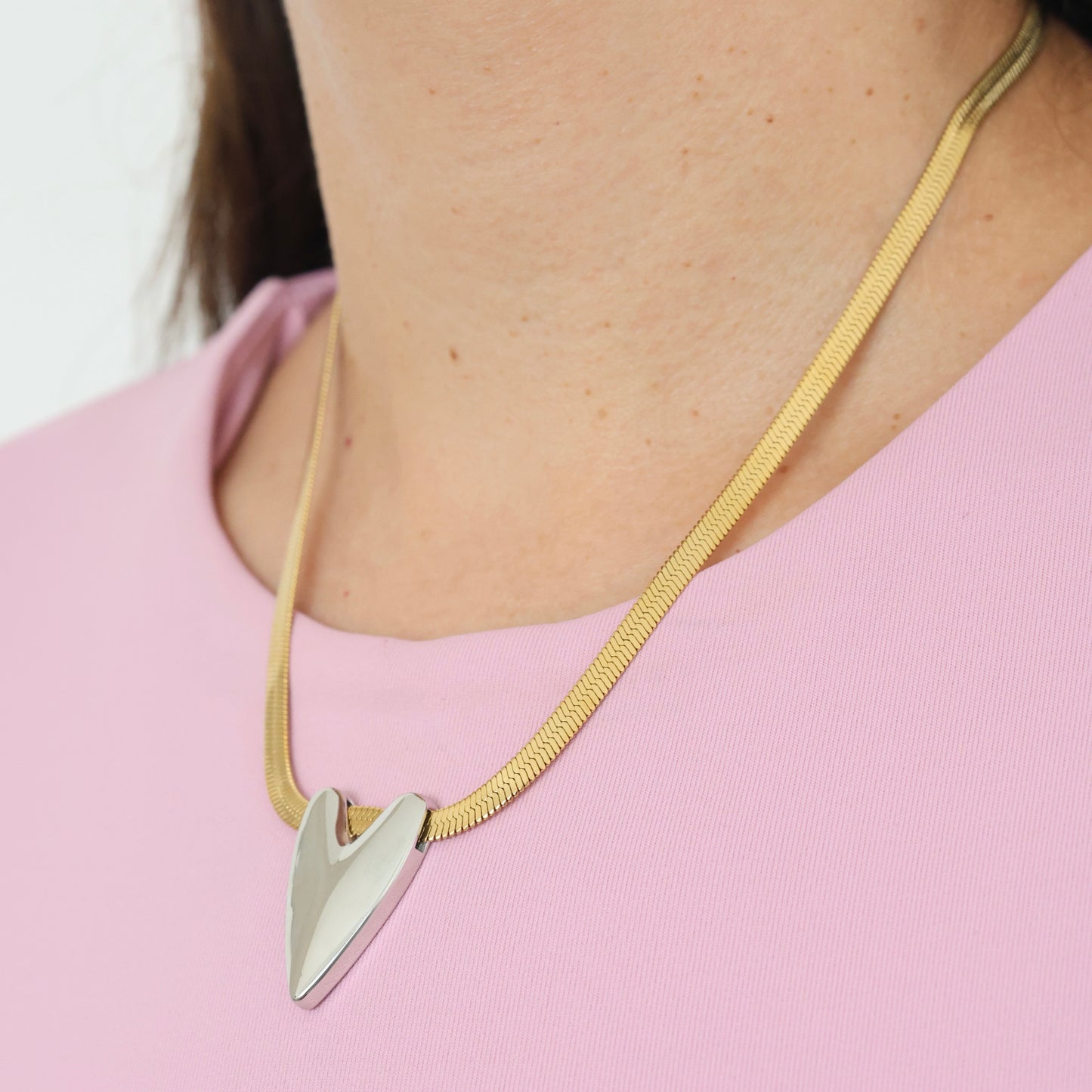 Bicolor Heart Snake Necklace💧