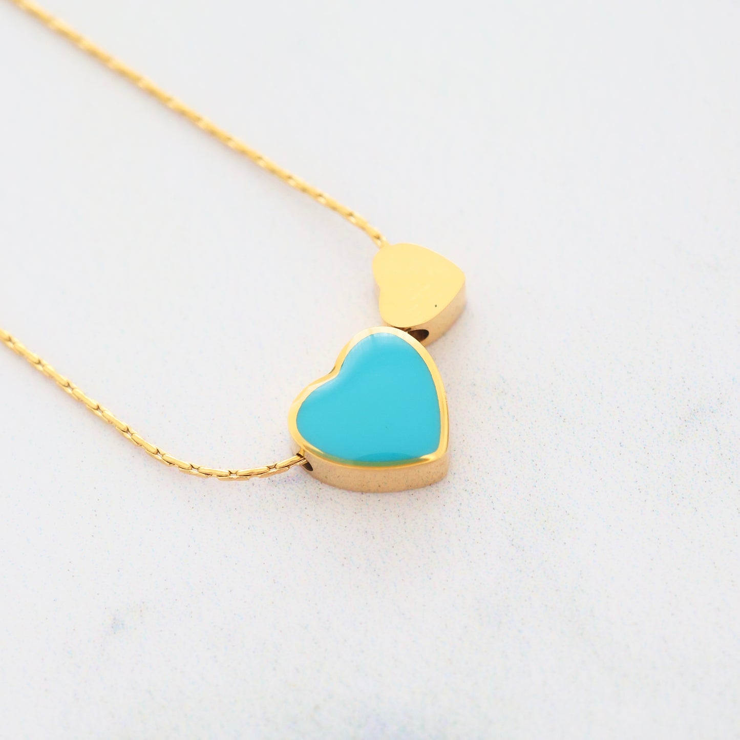 Blue Double Heart Necklace💧