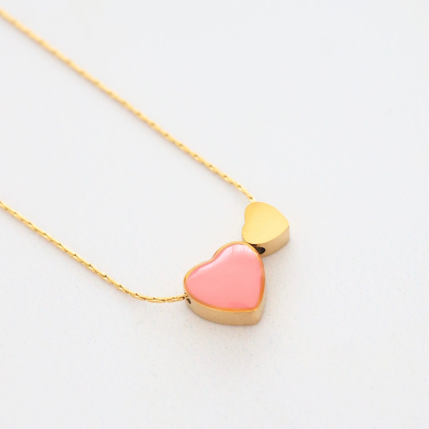 Pink Double Heart Necklace💧