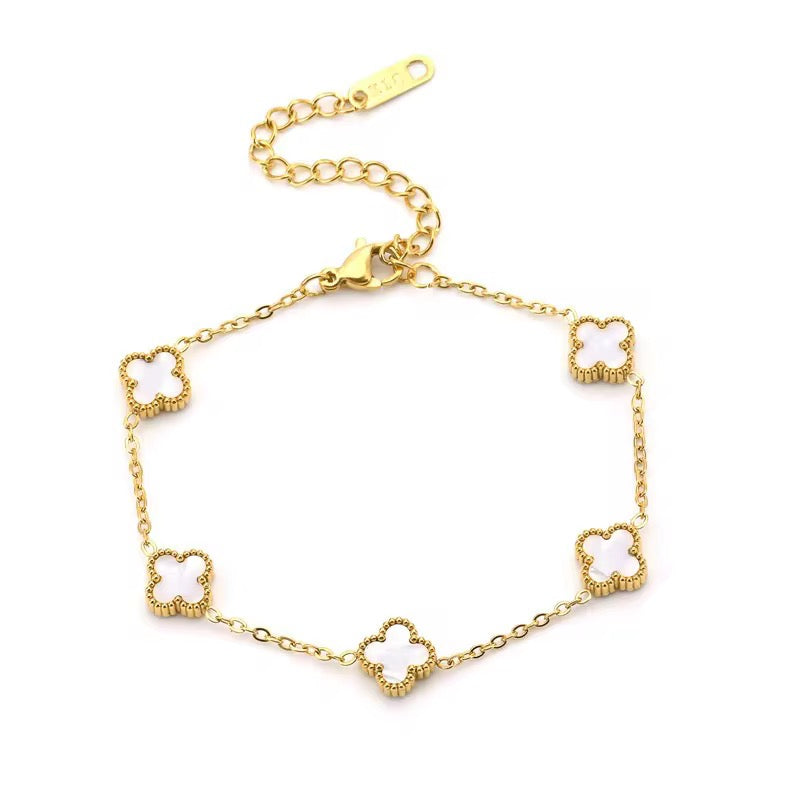 White Mini Clover Bracelet💧