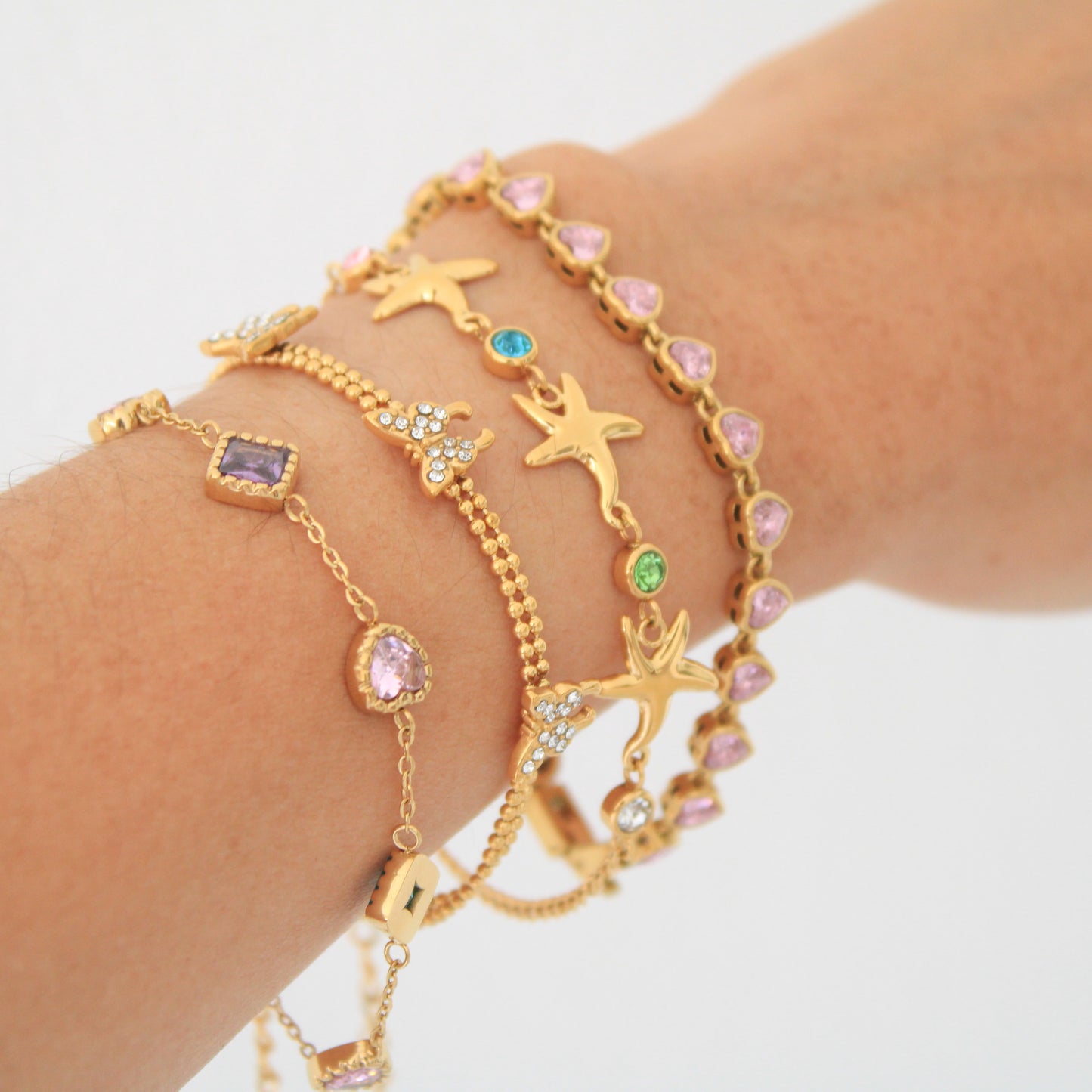 Kelly Hearts Bracelet Pink💧