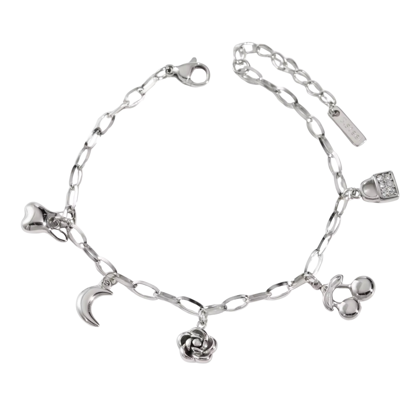 Rosy Charms Bracelet Silver💧
