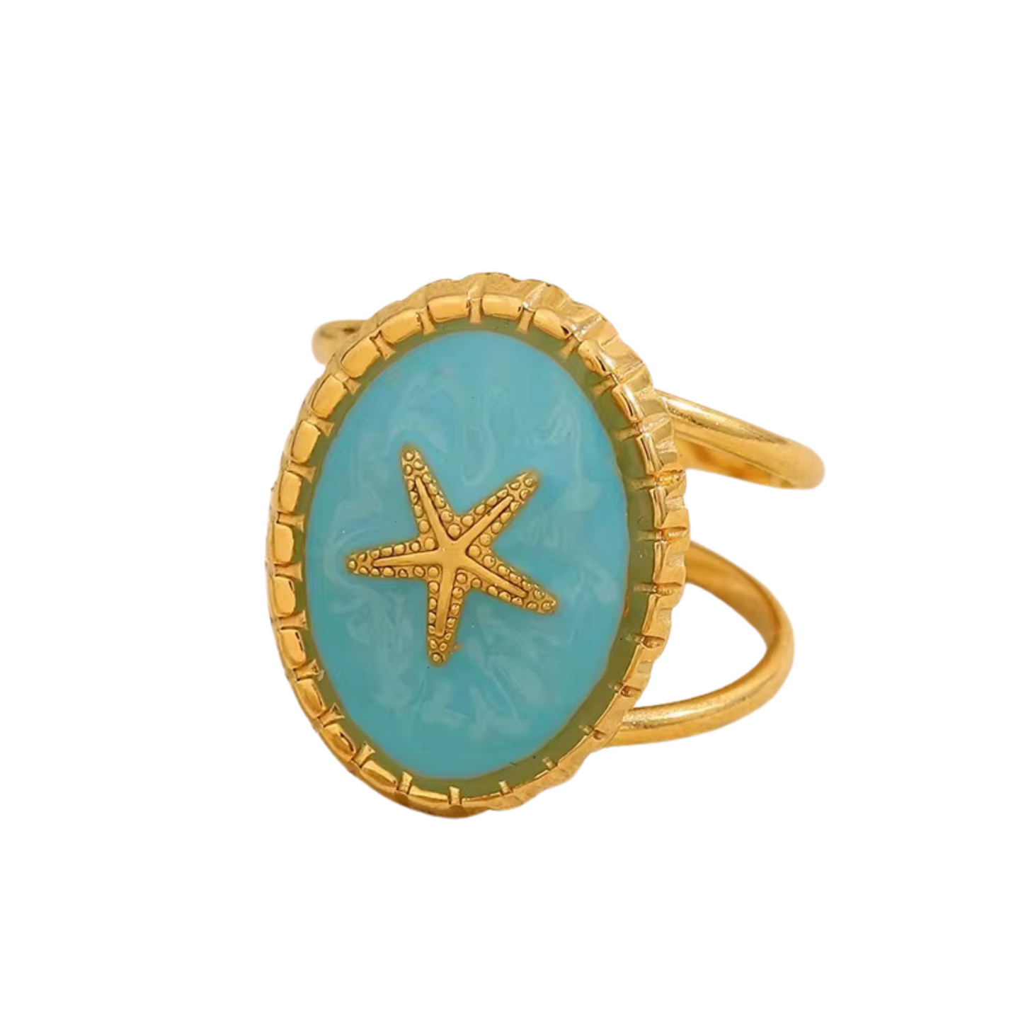 Oval Blue Starfish Ring💧