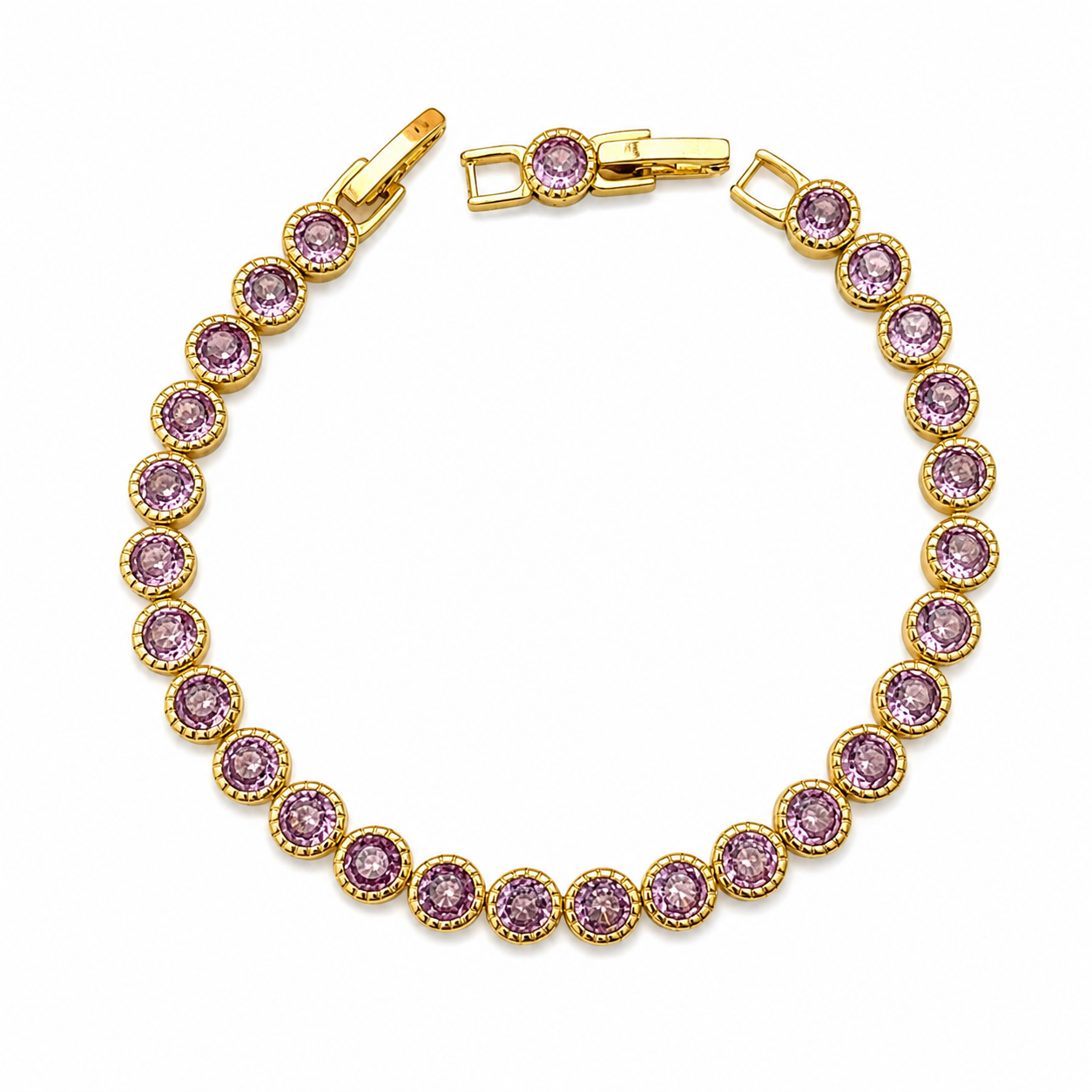 Pink Amber Bracelet Gold