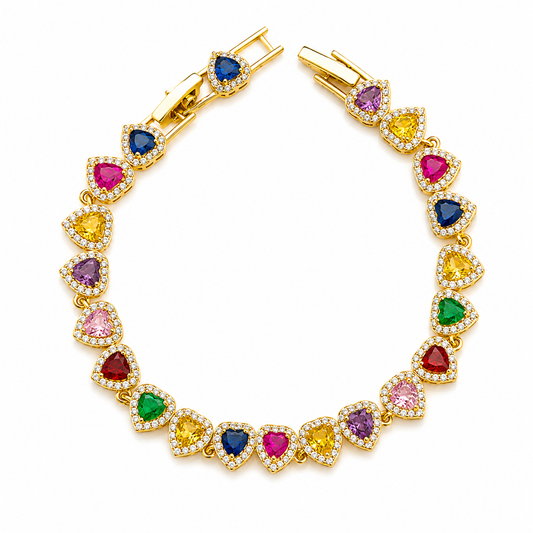 Rainbow Elena Hearts Bracelet