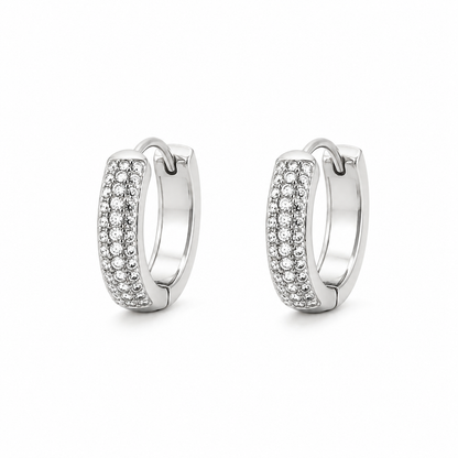 Classic Pave Huggies Silver💧