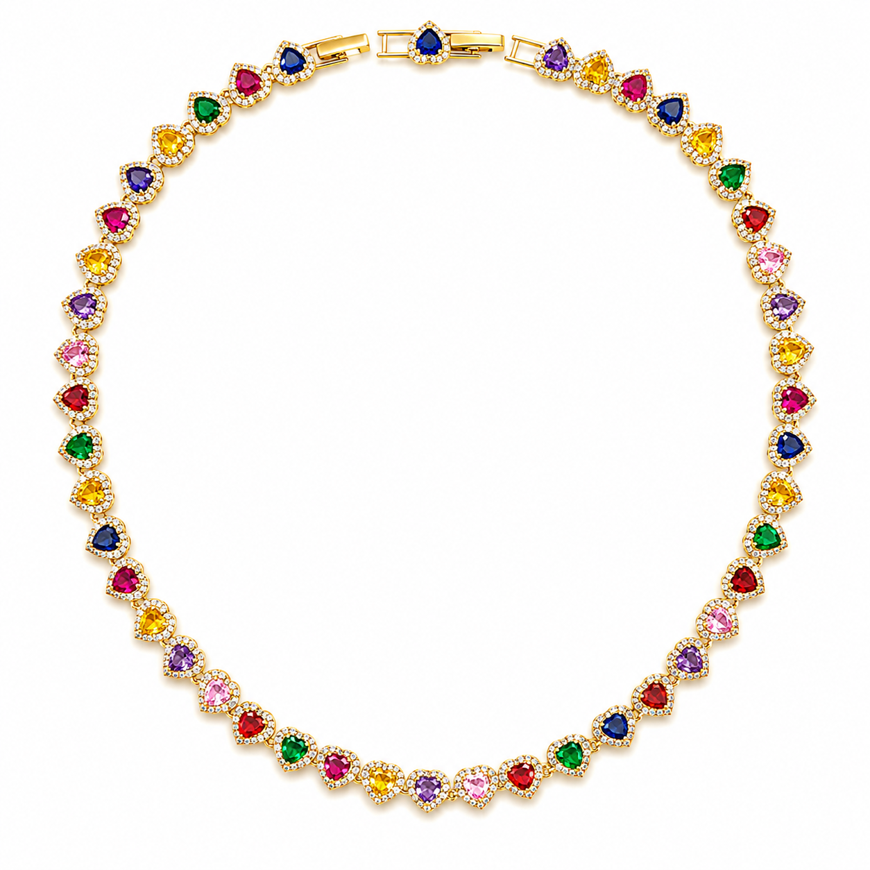 Rainbow Elena Hearts Necklace