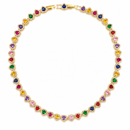 Rainbow Elena Hearts Necklace