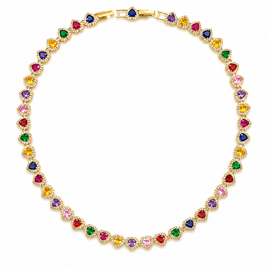 Rainbow Elena Hearts Necklace