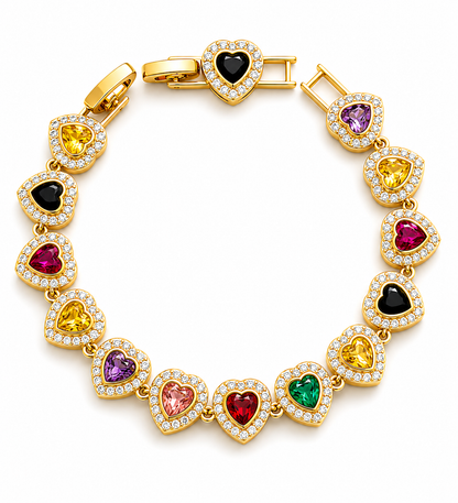Emily Rainbow Hearts Bracelet