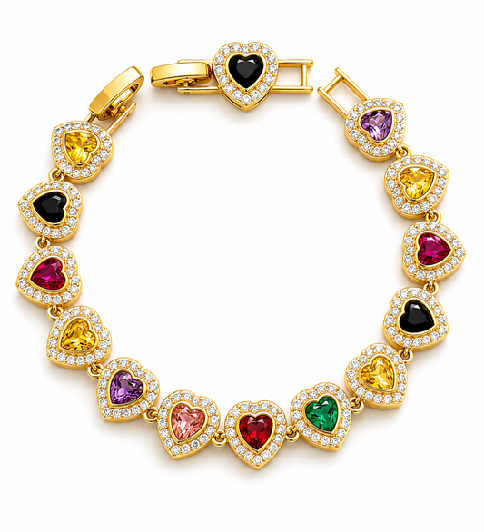 Emily Rainbow Hearts Bracelet