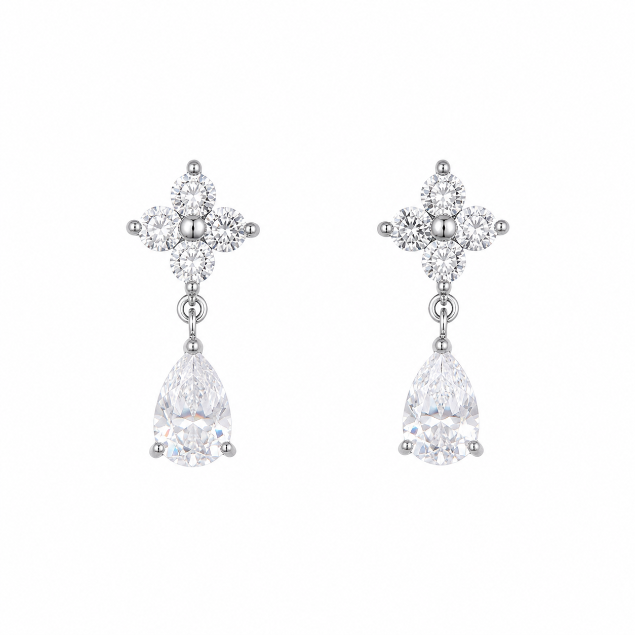 Flower Drop Studs Silver💧