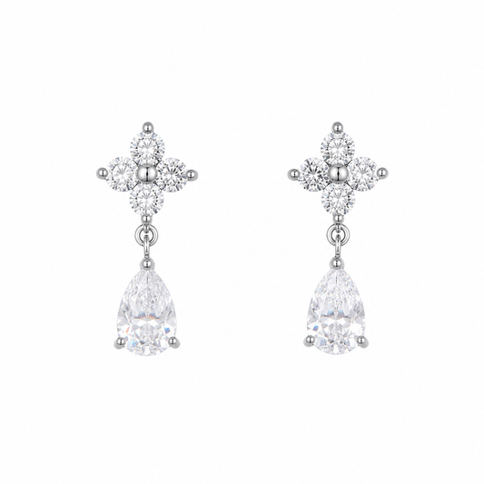 Flower Drop Studs Silver💧