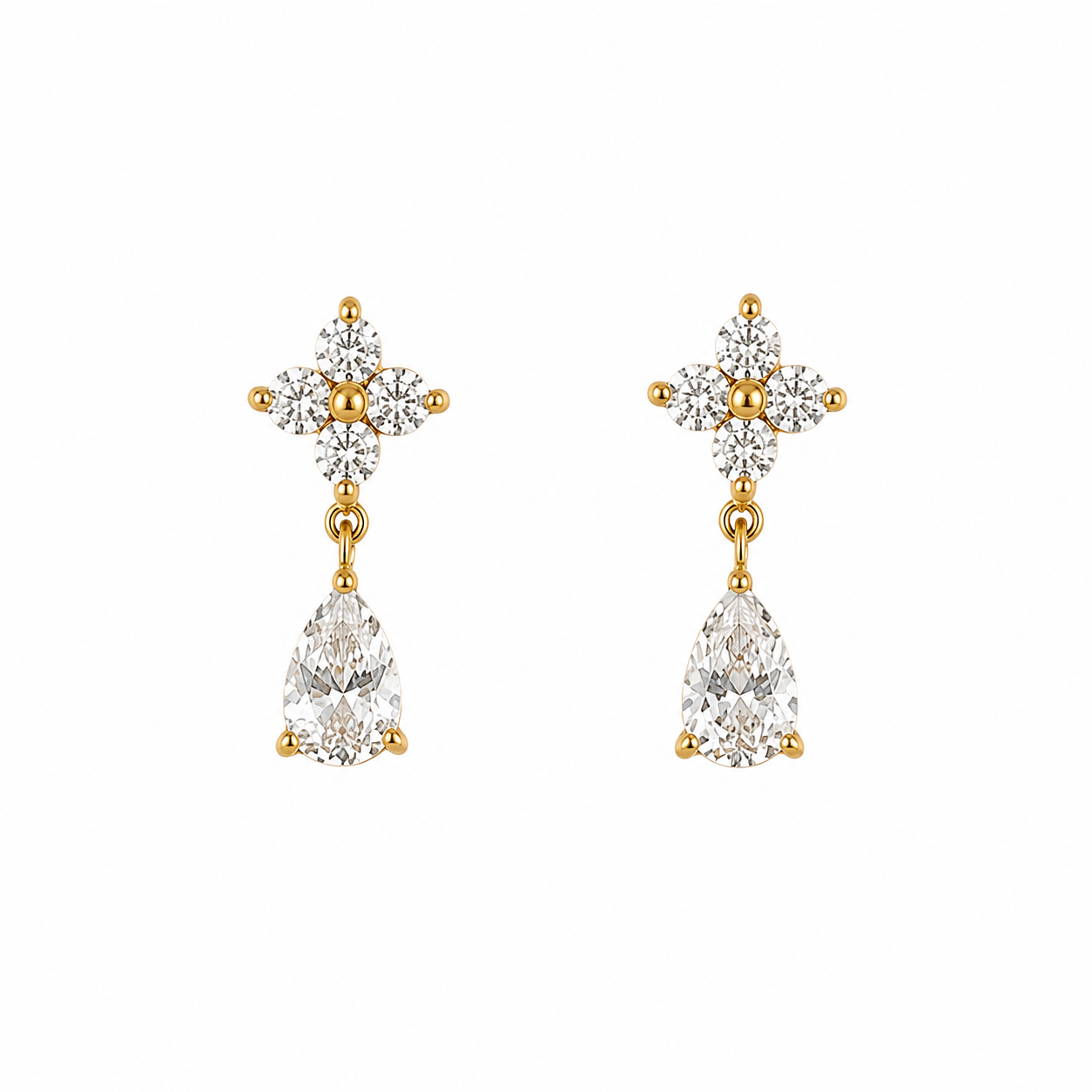 Flower Drop Studs Gold💧