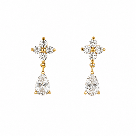 Flower Drop Studs Gold💧