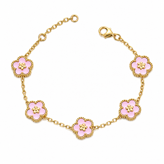 Baby Pink Flowers Bracelet Gold💧