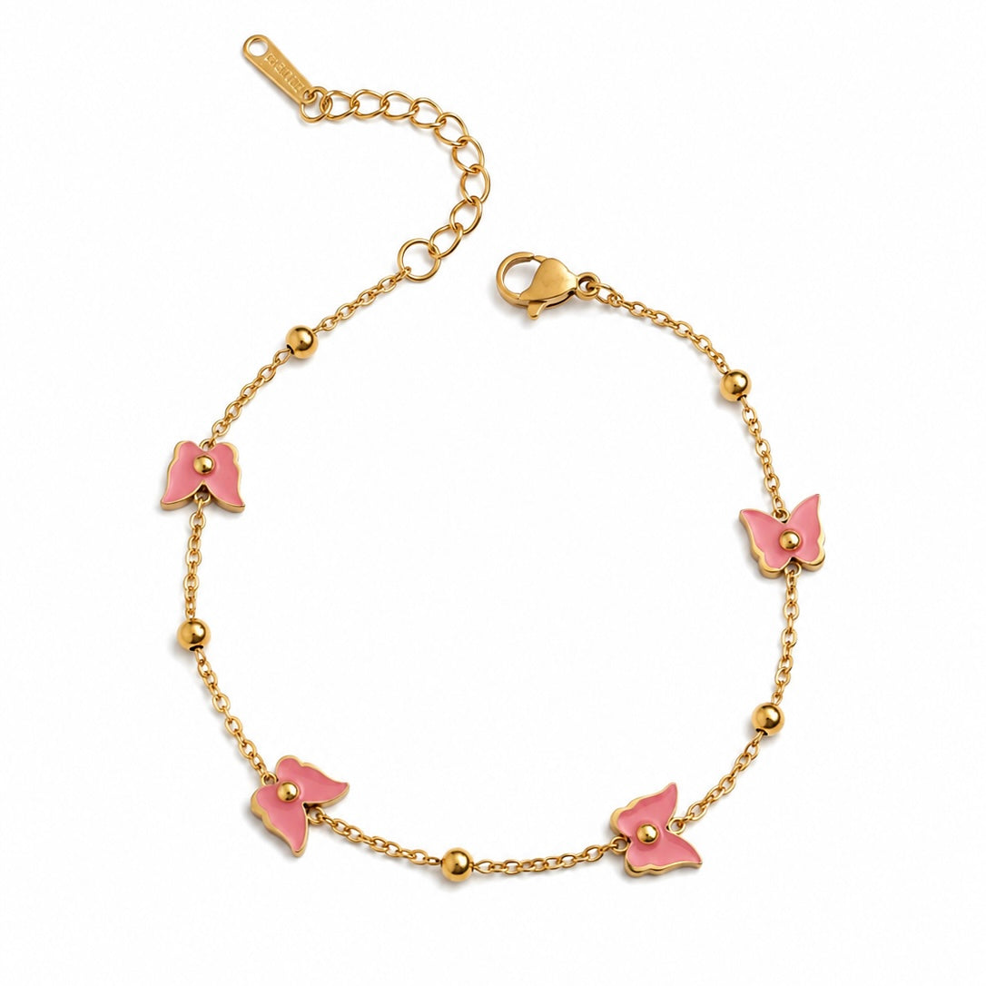 Dainty Pink Butterfly Bracelet💧