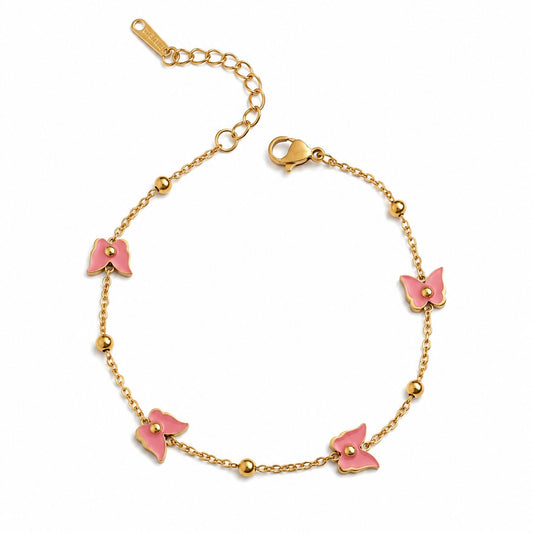 Dainty Pink Butterfly Bracelet💧