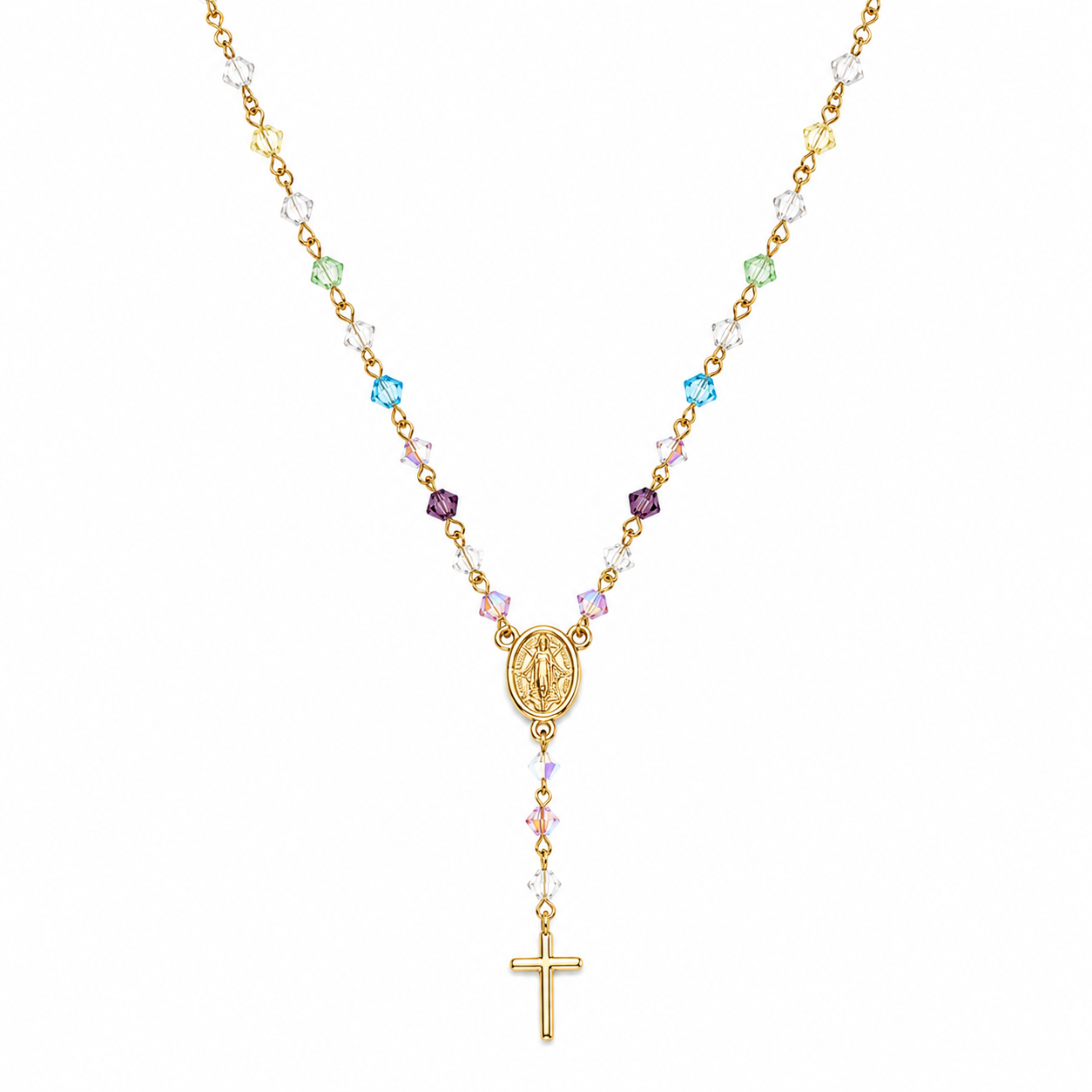 Rainbow Rosary Necklace