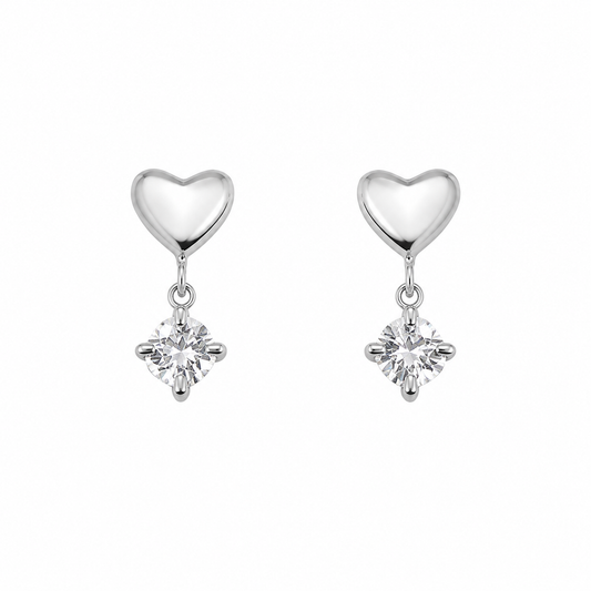 Heart Drop Studs Silver💧