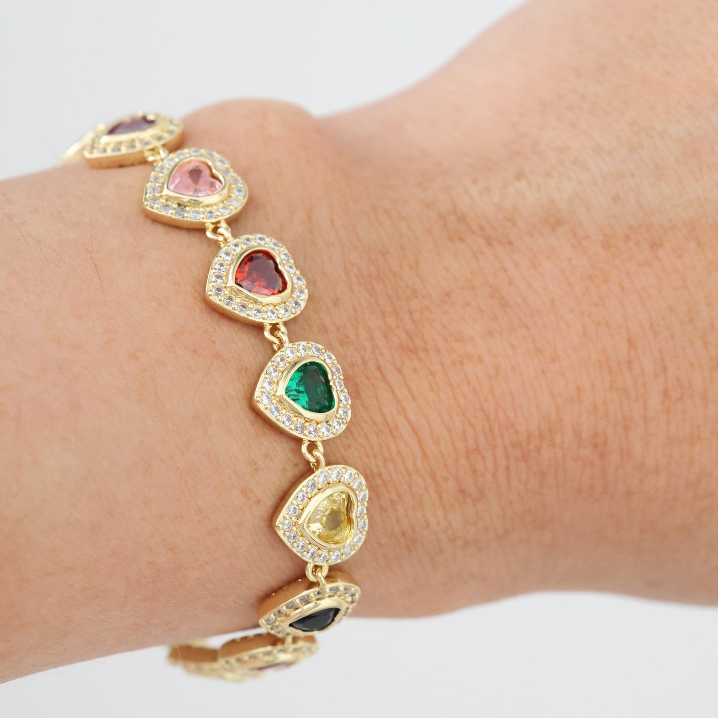 Emily Rainbow Hearts Bracelet