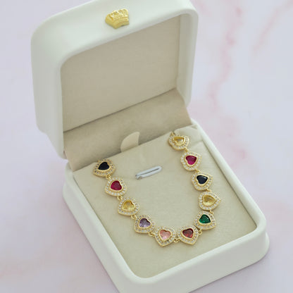 Emily Rainbow Hearts Bracelet