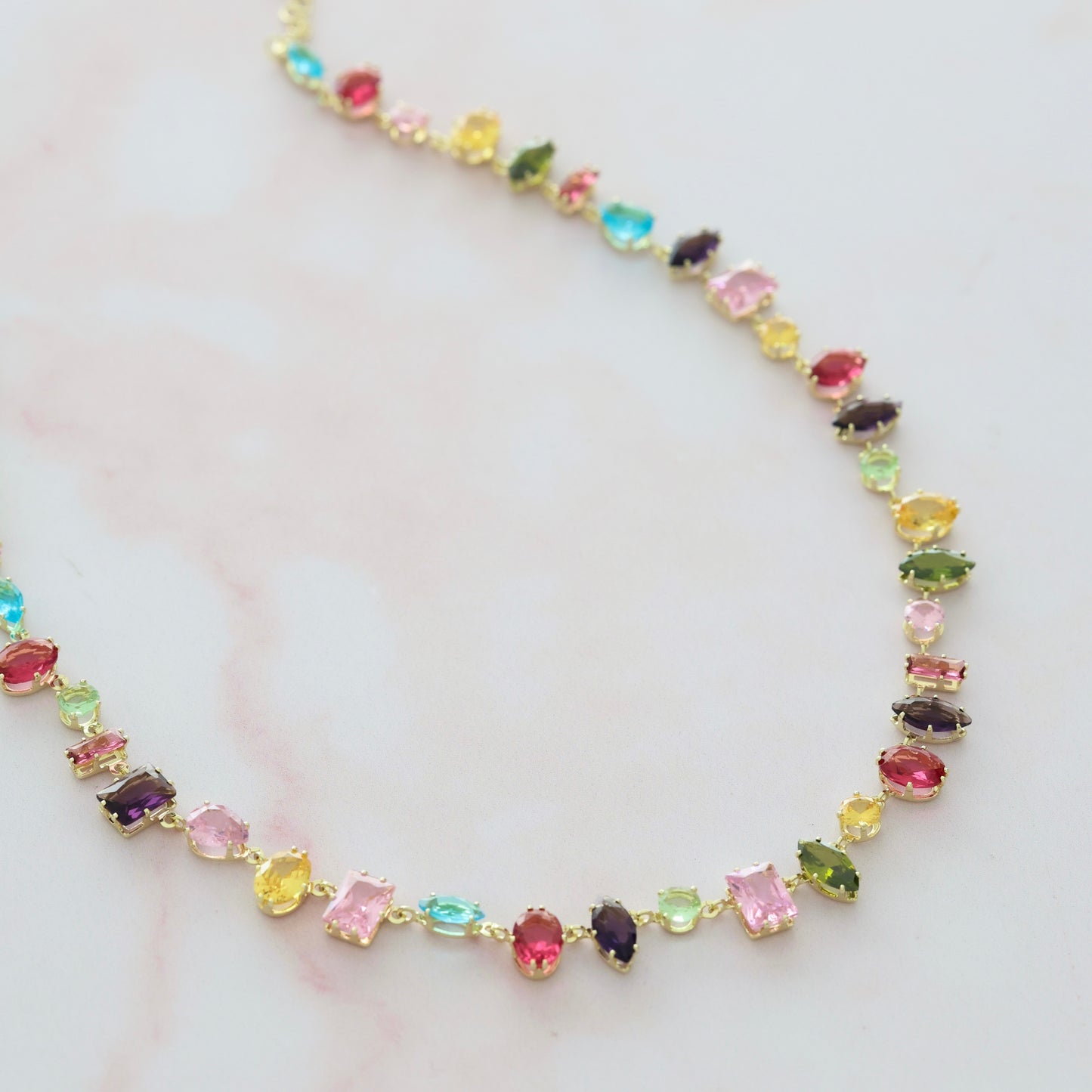 Rainbow Sparkle Necklace Gold