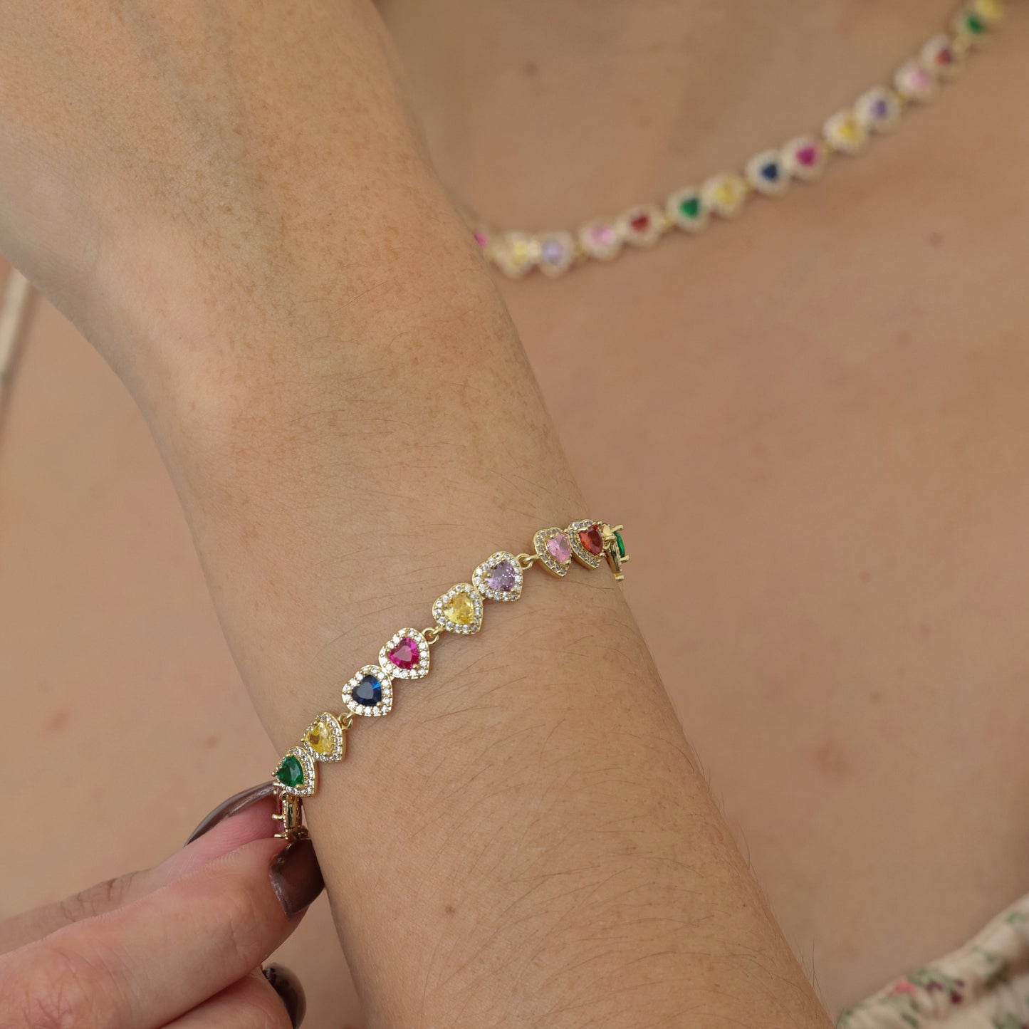 Rainbow Elena Hearts Bracelet