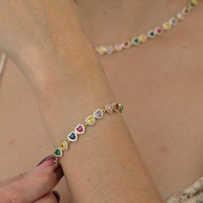 Rainbow Elena Hearts Bracelet