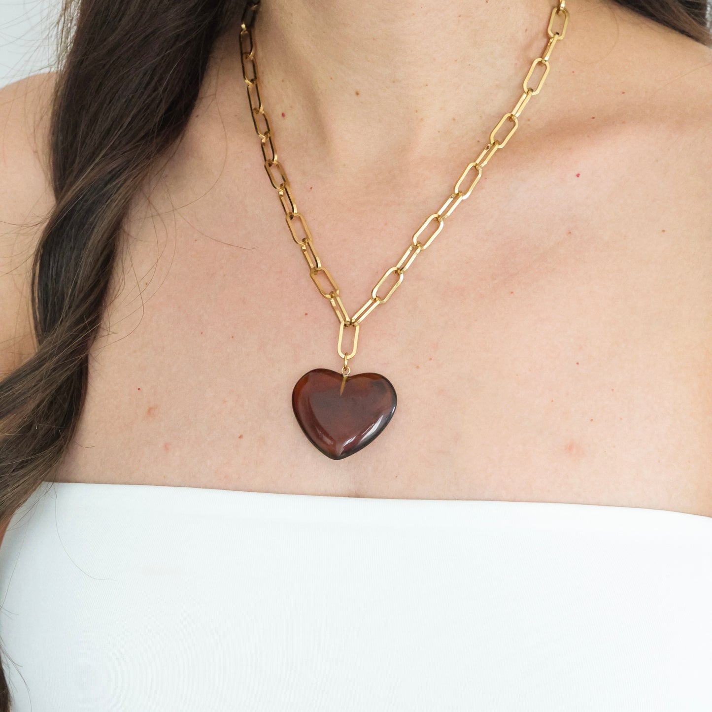 Brown Heart Necklace💧