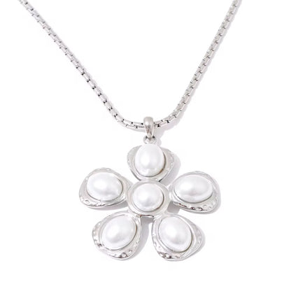 Big Flower Necklace Silver💧