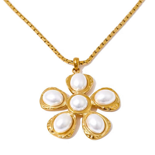Big Flower Necklace Gold💧