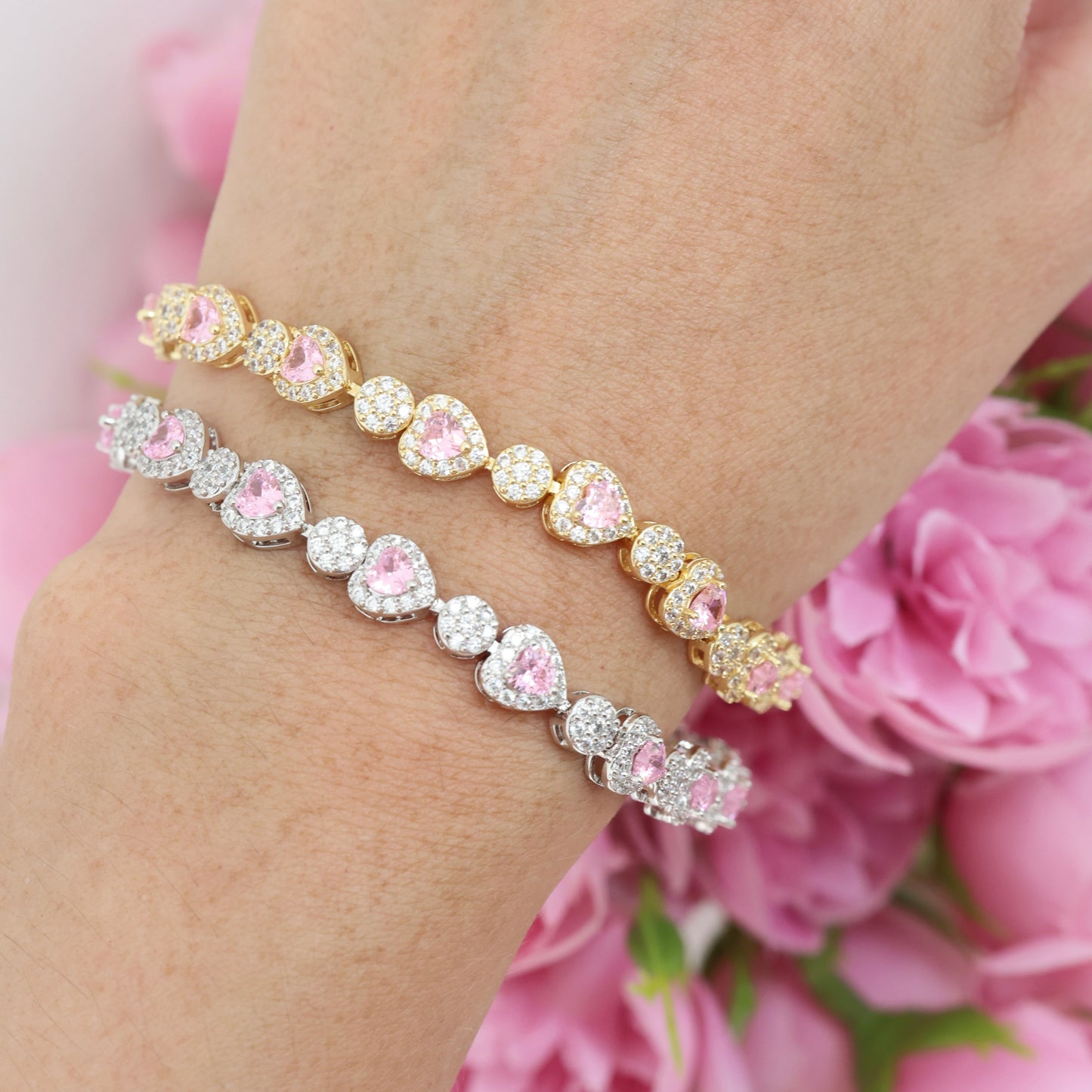 Ruby Hearts Bracelet Silver - Luxury Edition
