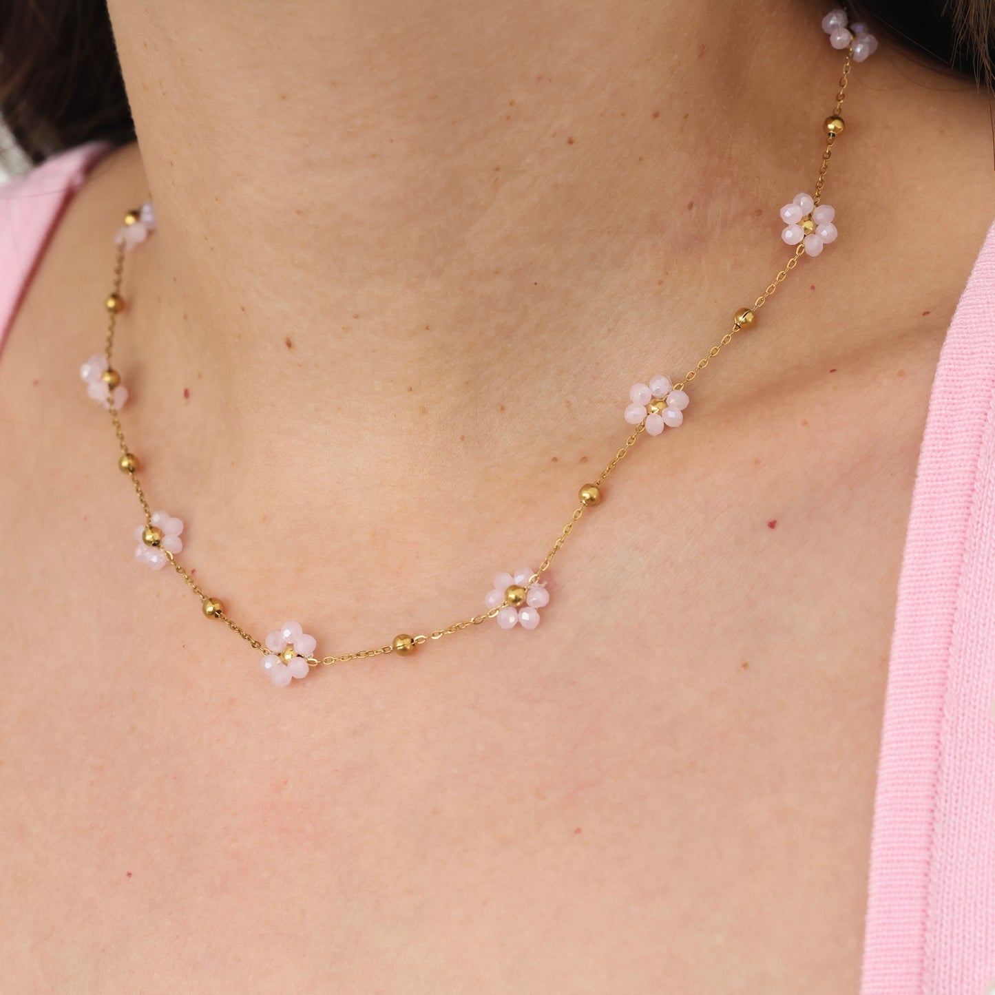 Pink Daisy Necklace💧