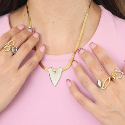 Bicolor Heart Snake Necklace💧