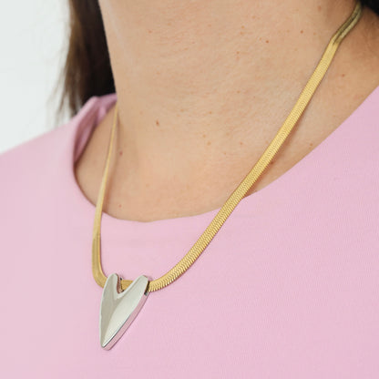 Bicolor Heart Snake Necklace💧