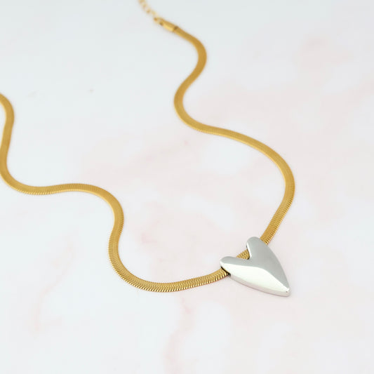 Bicolor Heart Snake Necklace💧