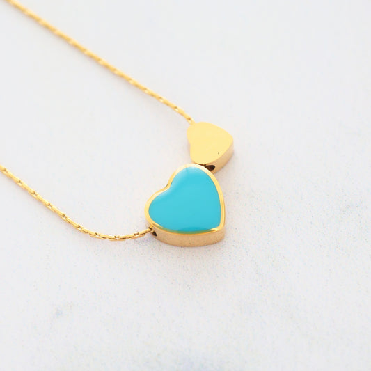 Blue Double Heart Necklace💧