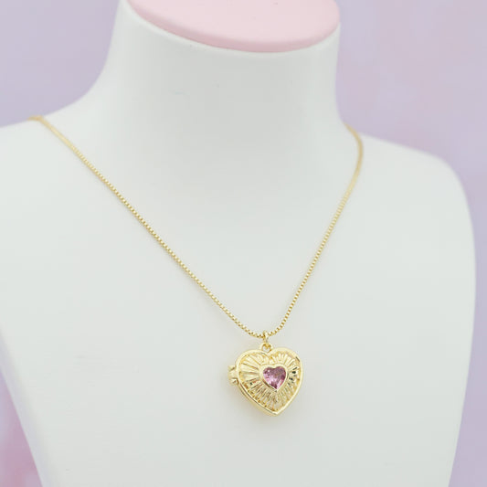 Locket Love Necklace Pink