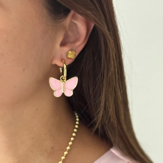 Pink Butterfly Hoops