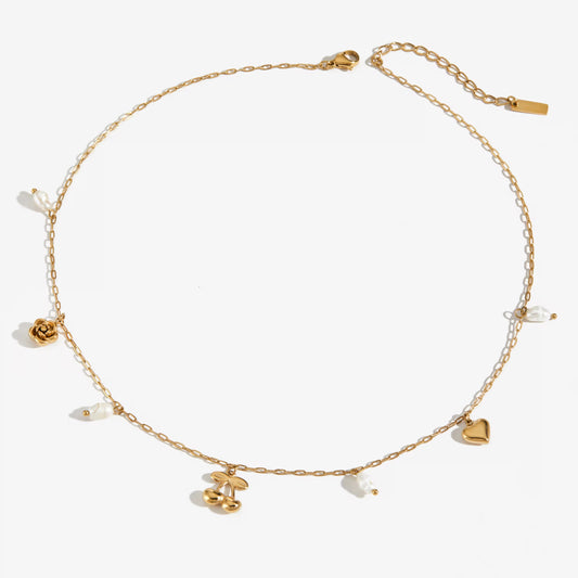 Rosy Charms Necklace Gold💧
