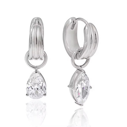 Silver Crystal Hoops💧