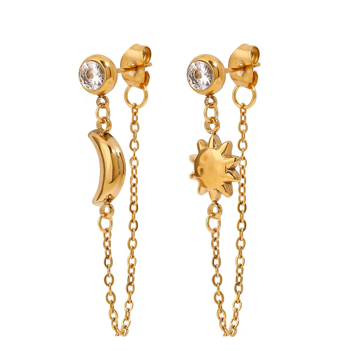 Moon and Sun Chain Earrings💧