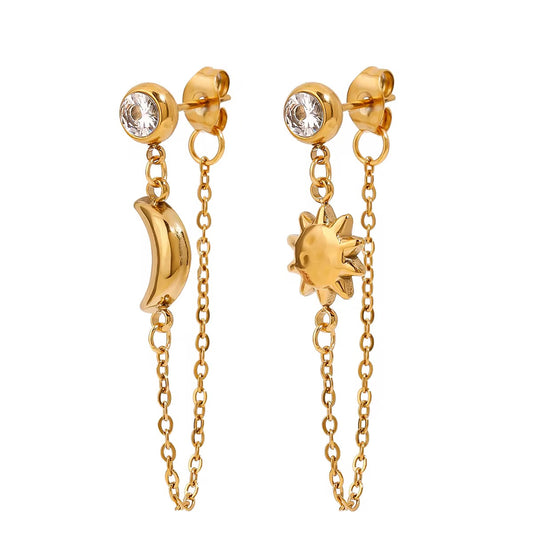 Moon and Sun Chain Earrings💧